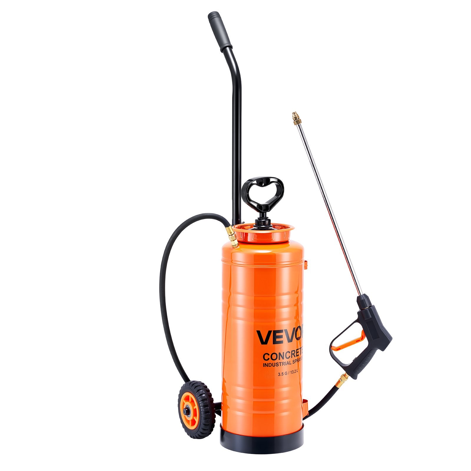 Salt & Pepper Shakers: VEVOR Industrial Concrete Sprayer with Wheeled Cart, 14L Stainless Steel Sprayer, Heavy Duty Tri-Poxy Pump Sprayers, 52cm Wand, 1.2m & 3m Hoses, 2 Brass Nozzles for Construction, Lawn & Garden