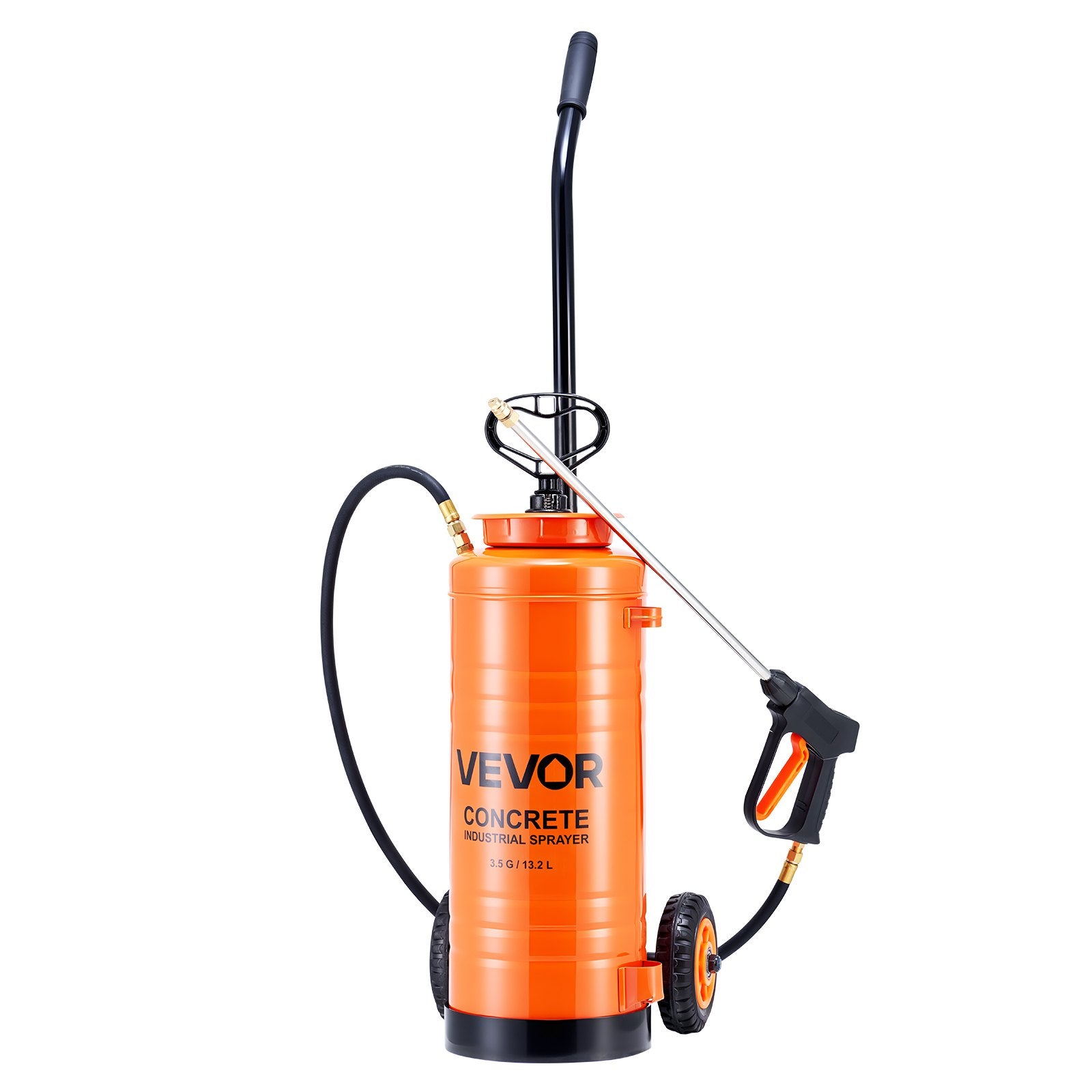 Salt & Pepper Shakers: VEVOR Industrial Concrete Sprayer with Wheeled Cart, 14L Stainless Steel Sprayer, Heavy Duty Tri-Poxy Pump Sprayers, 52cm Wand, 1.2m & 3m Hoses, 2 Brass Nozzles for Construction, Lawn & Garden