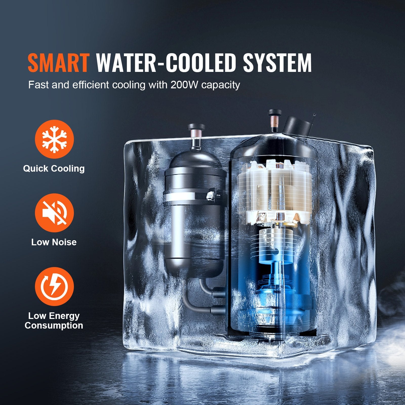 Automotive Repair & Speciality Tools: VEVOR Industrial Water Chiller, KH-6000, 200W Industrial Water Cooler Cooling System with Compressor 12 L Water Tank Capacity 7.8 L/min Max Flow Rate, for CO2 Laser Engraving Machine Cooling Machine