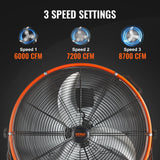 Desktops & Accessories: VEVOR Drum Fan 24 Inch High Velocity Industrial Use 3-Speed Timer for Warehouse