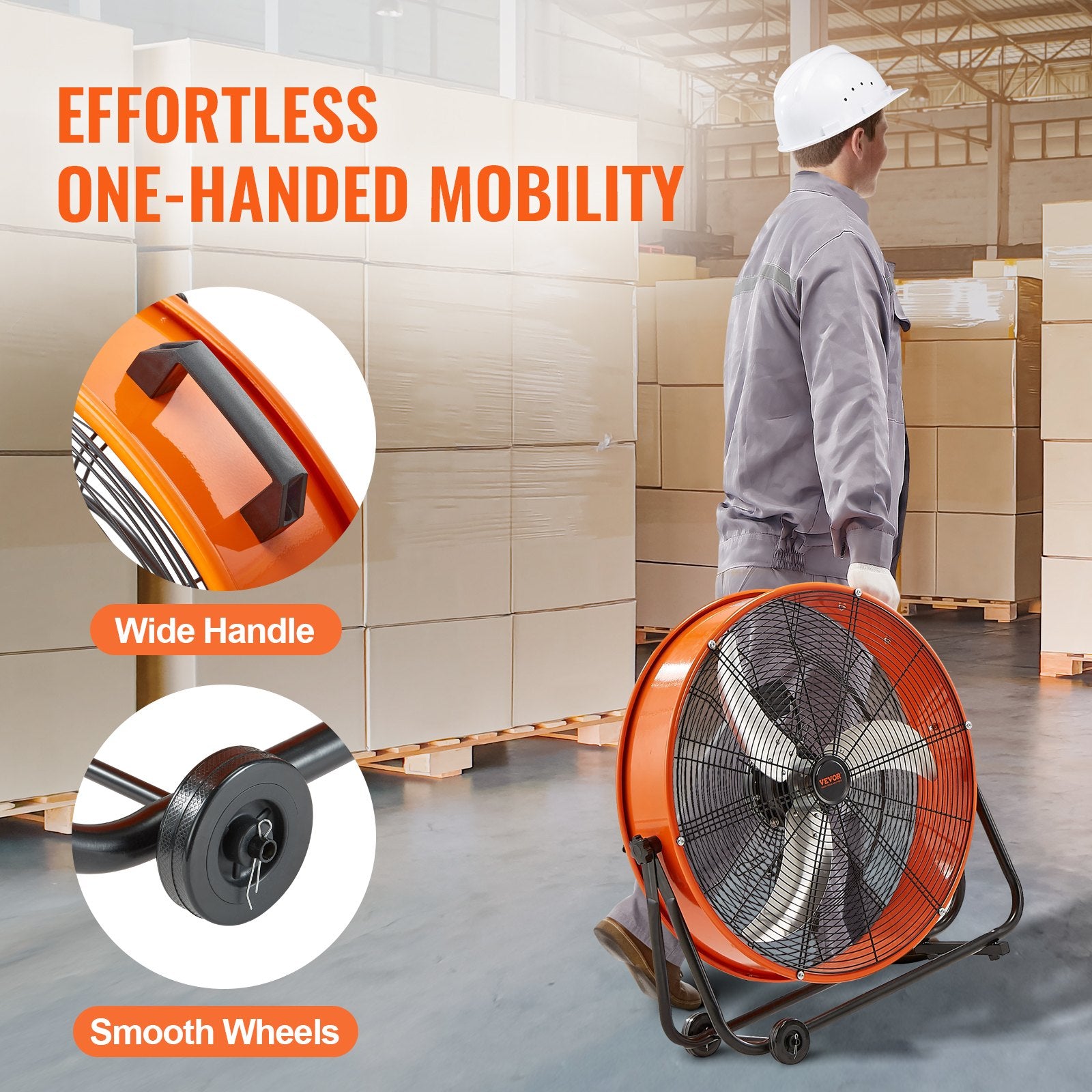 Air Compressors Accessories: VEVOR Drum Fan 24 Inch High Velocity Industrial Use 3-Speed 8600CFM for Warehouse