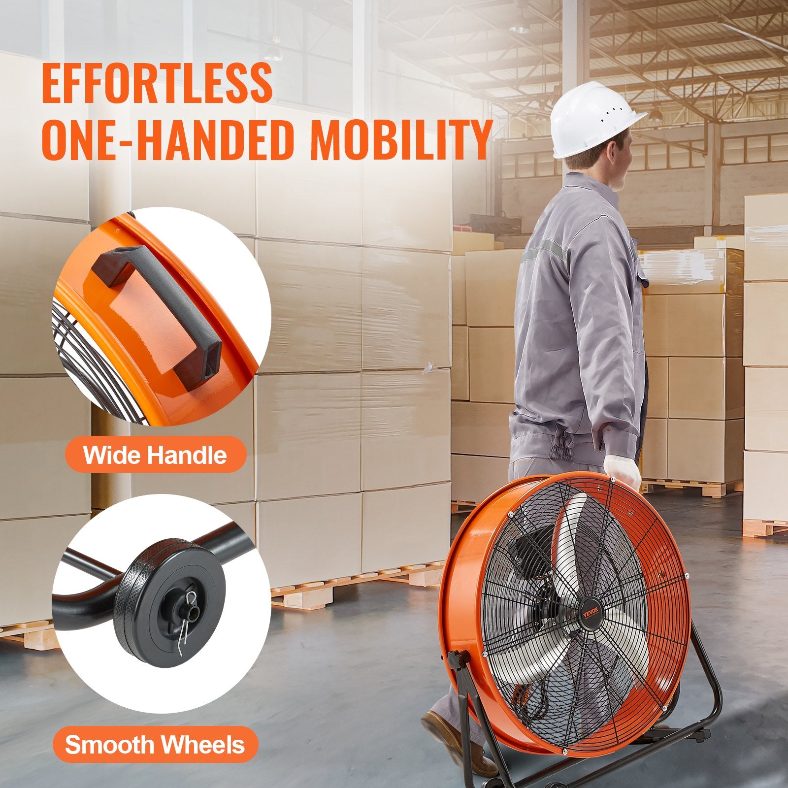 Desktops & Accessories: VEVOR Drum Fan 24 In High Velocity Industrial Infinitely Variable Speed 7935CFM