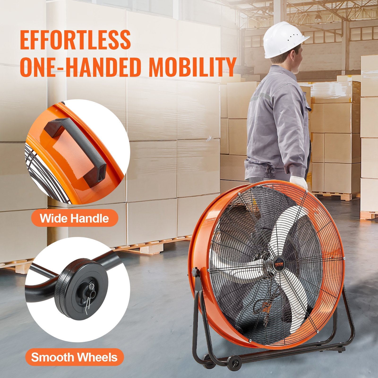 Desktops & Accessories: VEVOR Drum Fan 30 Inch High Velocity Industrial Use 3-Speed 13000CFM for Warehouse