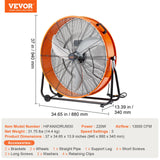 Desktops & Accessories: VEVOR Drum Fan 30 Inch High Velocity Industrial Use 3-Speed 13000CFM for Warehouse