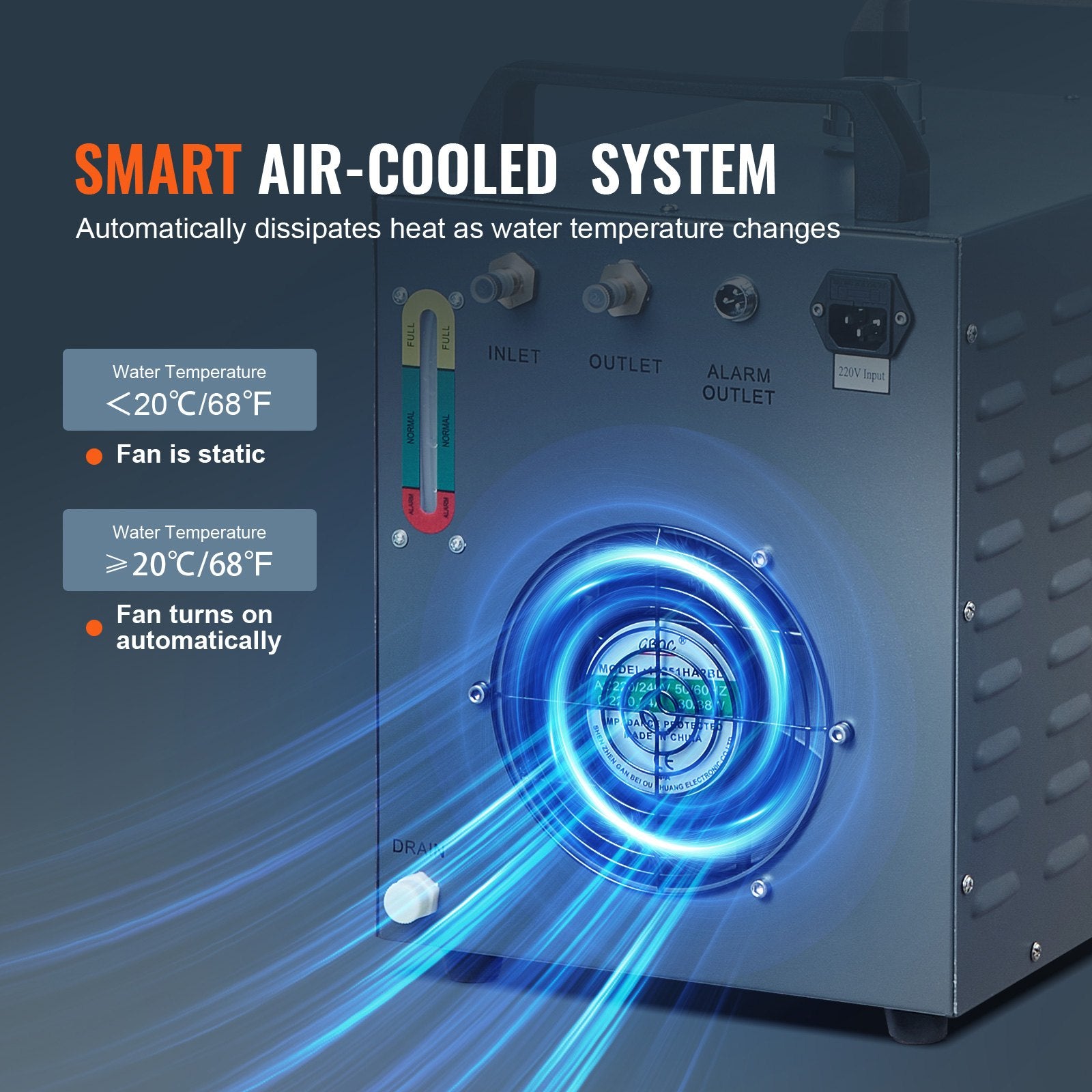 Industrial Water Chiller, CW-3000, 80W Air-Cooled Industrial Water Cooler Cooling System with 12 L Water Tank Capacity 12 L/min Maximum Flow Rate, for Laser Engraving Machine Cooling Machine