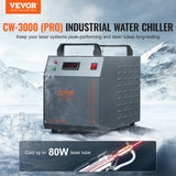 Camping Appliances: VEVOR Industrial Water Chiller, CW-3000(PRO), 150W Air-Cooled Industrial Water Cooler Cooling System with 12L Water Tank Capacity 18 L/min Max Flow Rate, for Laser Engraving Machine Cooling Machine