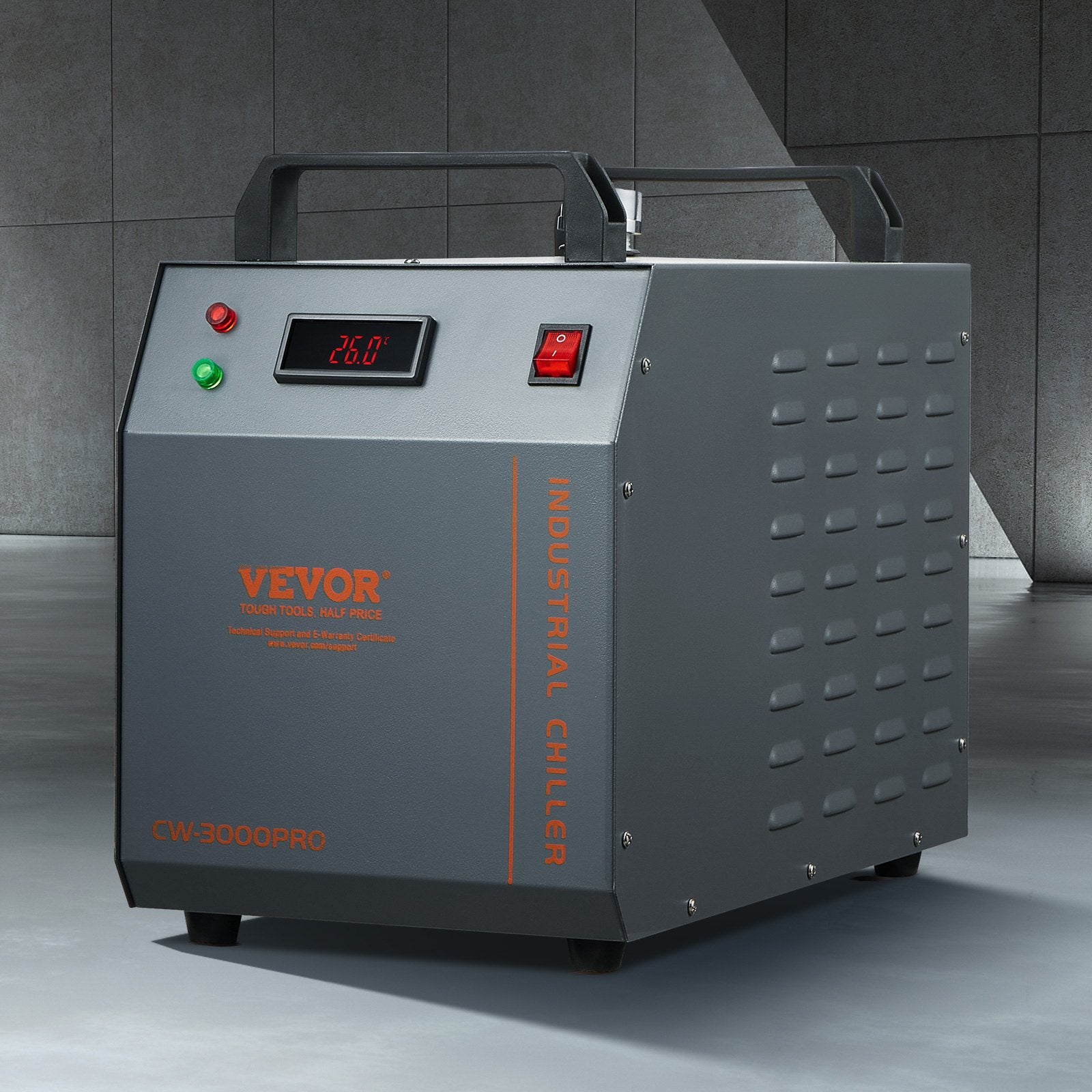 Camping Appliances: VEVOR Industrial Water Chiller, CW-3000(PRO), 150W Air-Cooled Industrial Water Cooler Cooling System with 12L Water Tank Capacity 18 L/min Max Flow Rate, for Laser Engraving Machine Cooling Machine