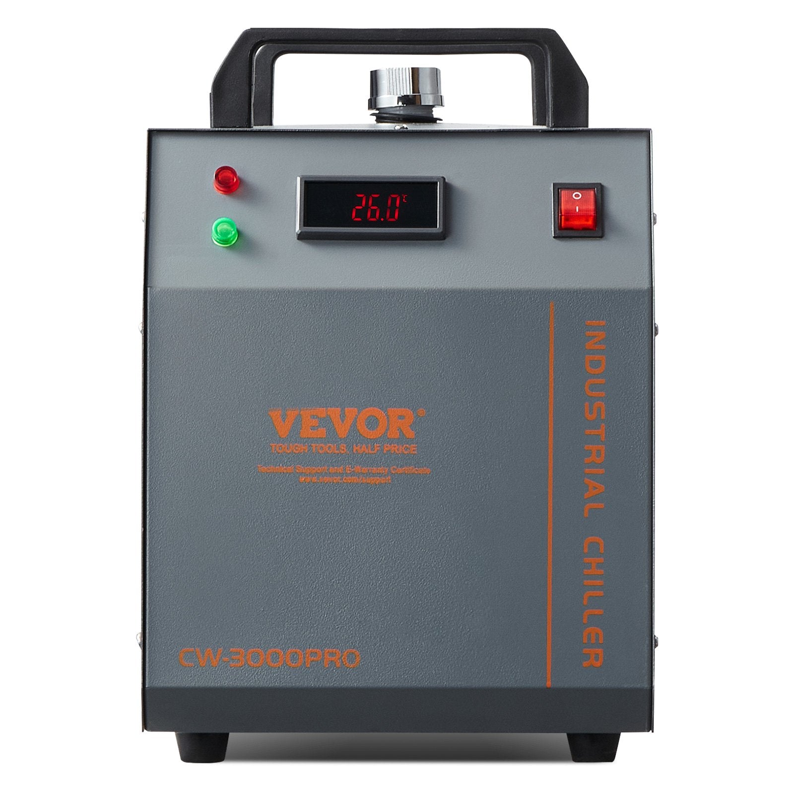 Camping Appliances: VEVOR Industrial Water Chiller, CW-3000(PRO), 150W Air-Cooled Industrial Water Cooler Cooling System with 12L Water Tank Capacity 18 L/min Max Flow Rate, for Laser Engraving Machine Cooling Machine