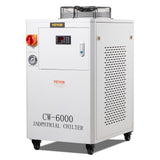Camping Appliances: VEVOR Industrial Water Chiller, CW6000, 1500W Industrial Water Cooler Cooling System with Compressor 15L Water Tank Capacity 65 L/min Max Flow Rate, for CO2 Laser Engraving Machine Cooling Machine