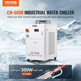 Camping Appliances: VEVOR Industrial Water Chiller, CW6000, 1500W Industrial Water Cooler Cooling System with Compressor 15L Water Tank Capacity 65 L/min Max Flow Rate, for CO2 Laser Engraving Machine Cooling Machine