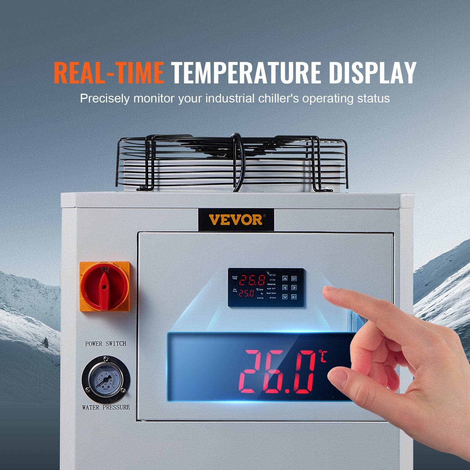 Camping Appliances: VEVOR Industrial Water Chiller, CW6000, 1500W Industrial Water Cooler Cooling System with Compressor 15L Water Tank Capacity 65 L/min Max Flow Rate, for CO2 Laser Engraving Machine Cooling Machine