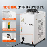 Camping Appliances: VEVOR Industrial Water Chiller, CW6000, 1500W Industrial Water Cooler Cooling System with Compressor 15L Water Tank Capacity 65 L/min Max Flow Rate, for CO2 Laser Engraving Machine Cooling Machine
