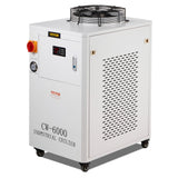 Camping Appliances: VEVOR Industrial Water Chiller, CW6000, 1500W Industrial Water Cooler Cooling System with Compressor 15L Water Tank Capacity 65 L/min Max Flow Rate, for CO2 Laser Engraving Machine Cooling Machine
