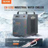 Evaporative Coolers: VEVOR Industrial Water Chiller, CW-5202, Industrial Water Cooler Cooling System with Built-in Compressor 7L Water Tank Capacity 18 L/min Max Flow Rate, for CO2 Laser Engraving Machine Cooling Machine