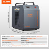 Evaporative Coolers: VEVOR Industrial Water Chiller, CW-5202, Industrial Water Cooler Cooling System with Built-in Compressor 7L Water Tank Capacity 18 L/min Max Flow Rate, for CO2 Laser Engraving Machine Cooling Machine