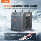 Evaporative Coolers: VEVOR Industrial Water Chiller, CW-5200, Industrial Water Cooler Cooling System with Built-in Compressor 7L Water Tank Capacity 13 L/min Max Flow Rate, for CO2 Laser Engraving Machine Cooling Machine