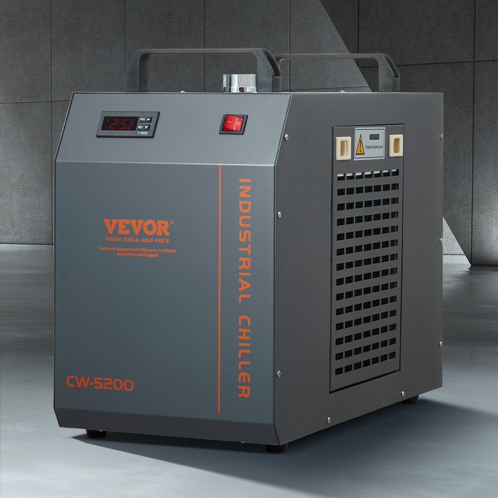 Industrial Water Chiller, CW-5200, Industrial Water Cooler Cooling System with Built-in Compressor 7L Water Tank Capacity 13 L/min Max Flow Rate, for CO2 Laser Engraving Machine Cooling Machine
