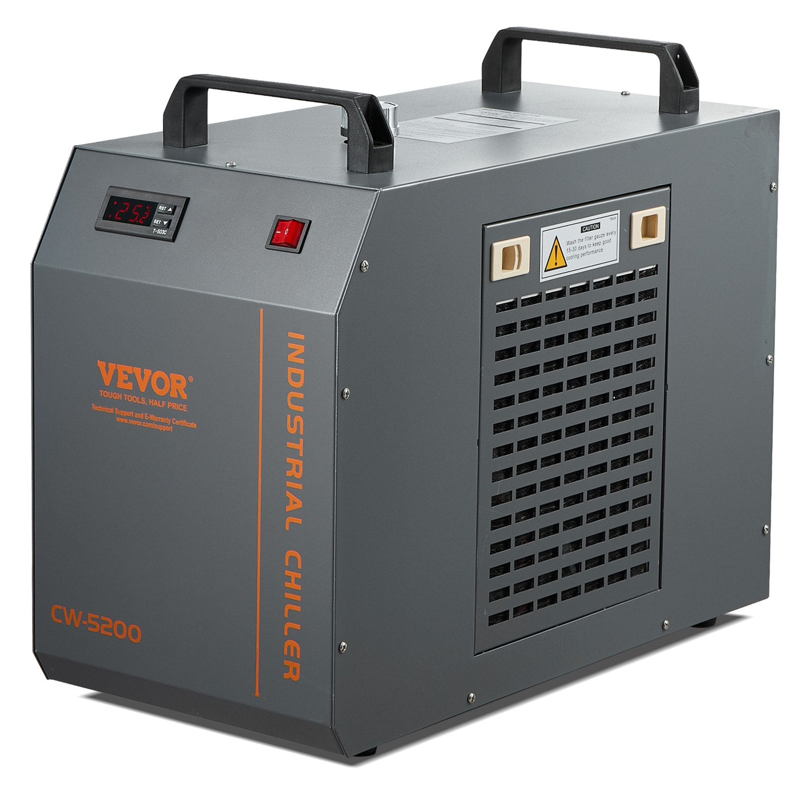 Industrial Water Chiller, CW-5200, Industrial Water Cooler Cooling System with Built-in Compressor 7L Water Tank Capacity 13 L/min Max Flow Rate, for CO2 Laser Engraving Machine Cooling Machine
