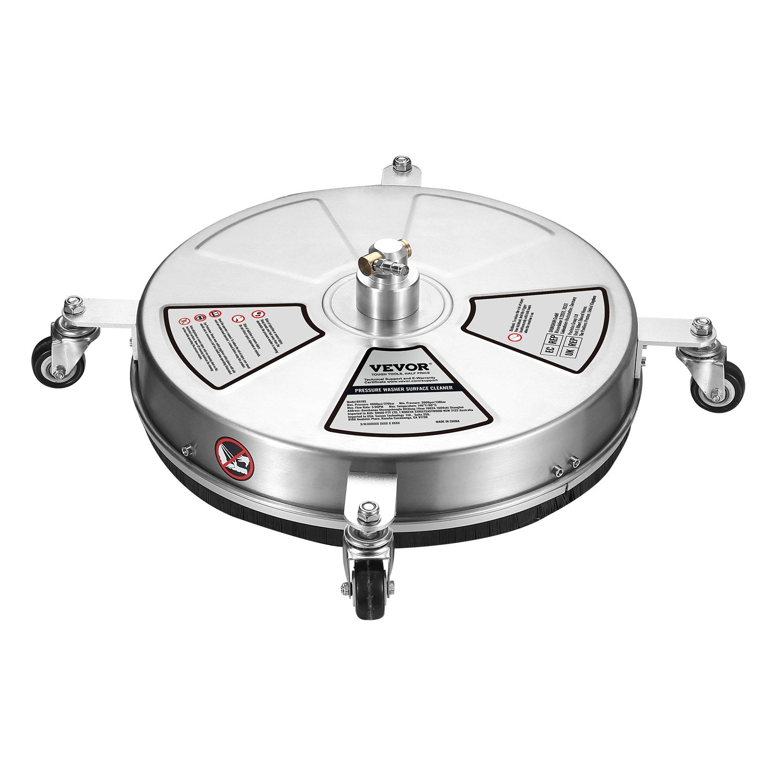 Toilet & Bidet Accessories: VEVOR 18" Pressure Washer Surface Cleaner w/ Wheels, Stainless Steel Concrete Cleaner 4000 Max PSI , 1/4" Quick-Connect Connector w/ 2 Extension Wand, Heavy Duty Power Washer For Floor Driveway, Patio