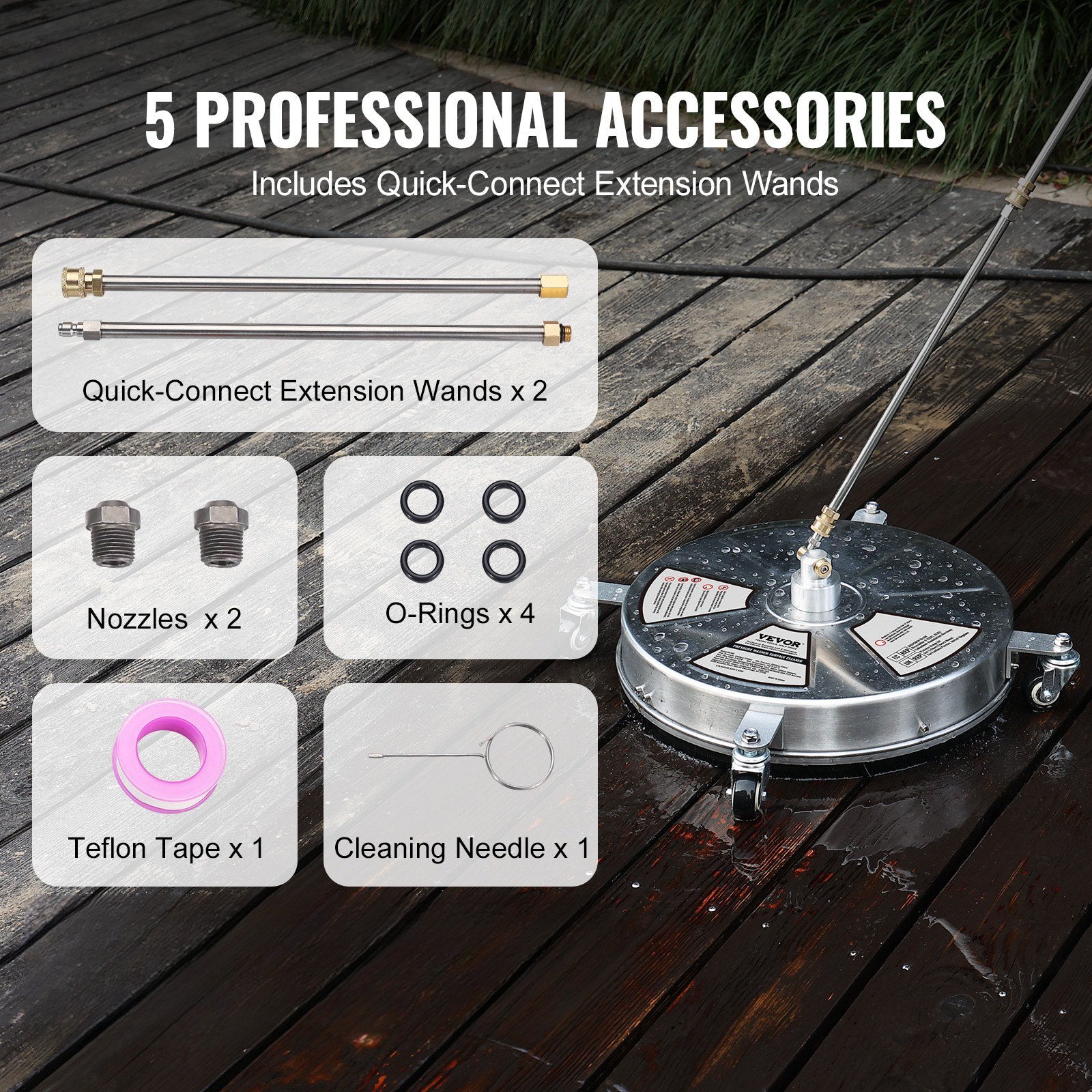 Toilet & Bidet Accessories: VEVOR 18" Pressure Washer Surface Cleaner w/ Wheels, Stainless Steel Concrete Cleaner 4000 Max PSI , 1/4" Quick-Connect Connector w/ 2 Extension Wand, Heavy Duty Power Washer For Floor Driveway, Patio