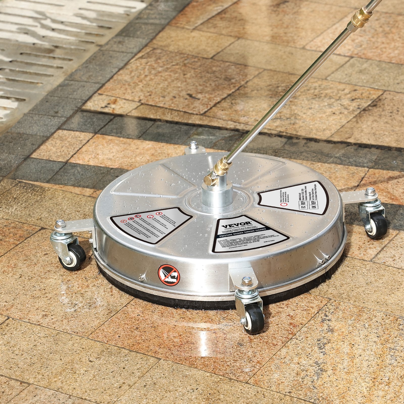Toilet & Bidet Accessories: VEVOR 18" Pressure Washer Surface Cleaner w/ Wheels, Stainless Steel Concrete Cleaner 4000 Max PSI , 1/4" Quick-Connect Connector w/ 2 Extension Wand, Heavy Duty Power Washer For Floor Driveway, Patio