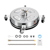 Gardening Tools: VEVOR 14" Pressure Washer Surface Cleaner, Stainless Steel Pressure Washer Attachments with 4 Wheels, 4000 Max PSI, 1/4 Quick Connector, 2 Spray Nozzles, 2 Extended Wands for Concrete, Patio, Deck