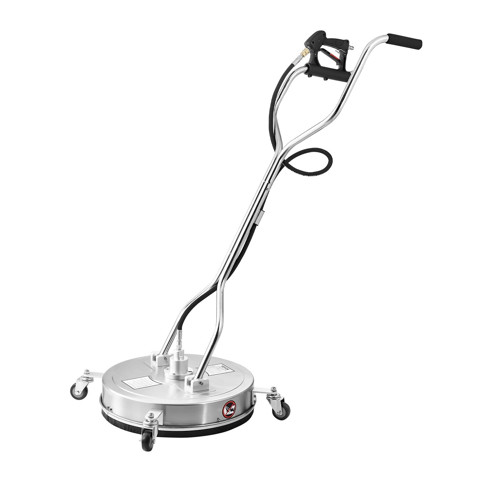 20" Pressure Washer Surface Cleaner, Stainless Steel Pressure Washer Attachments with 4 Wheels, 4500 Max PSI, 3/8 Quick Connector, 2 Spray Nozzles, Dual Handle, for Concrete, Patio, Sidewalk