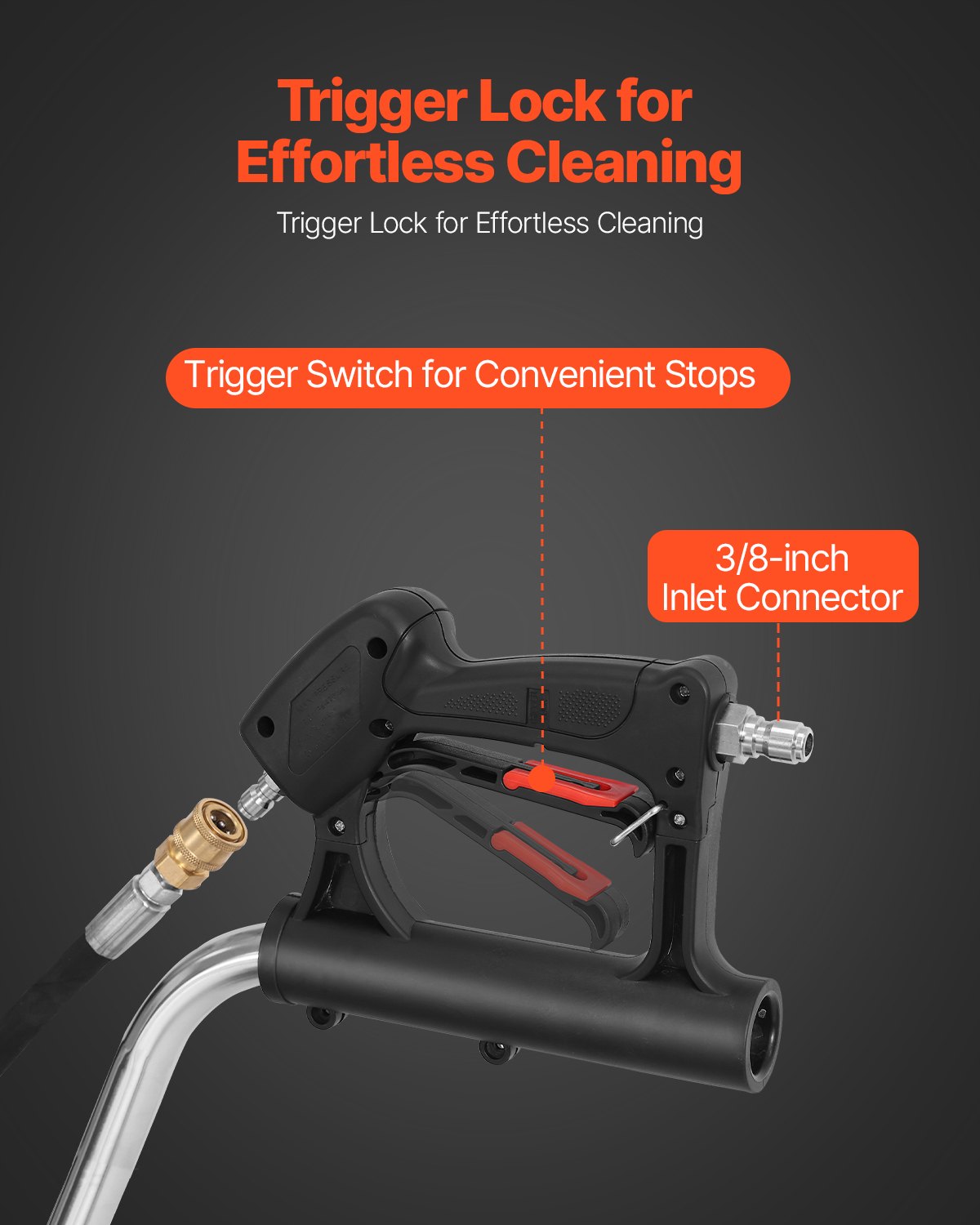 20" Pressure Washer Surface Cleaner, Stainless Steel Pressure Washer Attachments with 4 Wheels, 4500 Max PSI, 3/8 Quick Connector, 2 Spray Nozzles, Dual Handle, for Concrete, Patio, Sidewalk