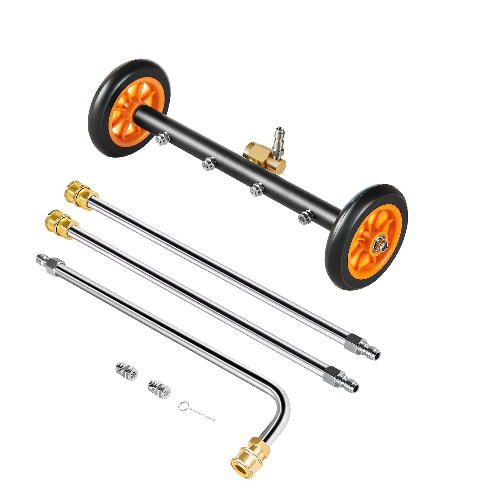 Fence & Gate Accessories: VEVOR 16" Pressure Washer Undercarriage Cleaner, Stainless Steel Surface Cleaner for Pressure Washer, 4000 Max PSI, Angle Adjustment Gear, 4 Spray Nozzles, 2 Extended Wands for Driveway, Patio, Deck