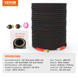 Air Compressors Accessories: VEVOR Pressure Washer Hose, 100FT, Kink Free 3/8"-φ14.8 Male, 3/8"-φ15 Female For Most Brand Pressure Washers, 4.9'' Bending Radius, 4800 PSI Heavy Duty Power Washer Extension Replacement Hose