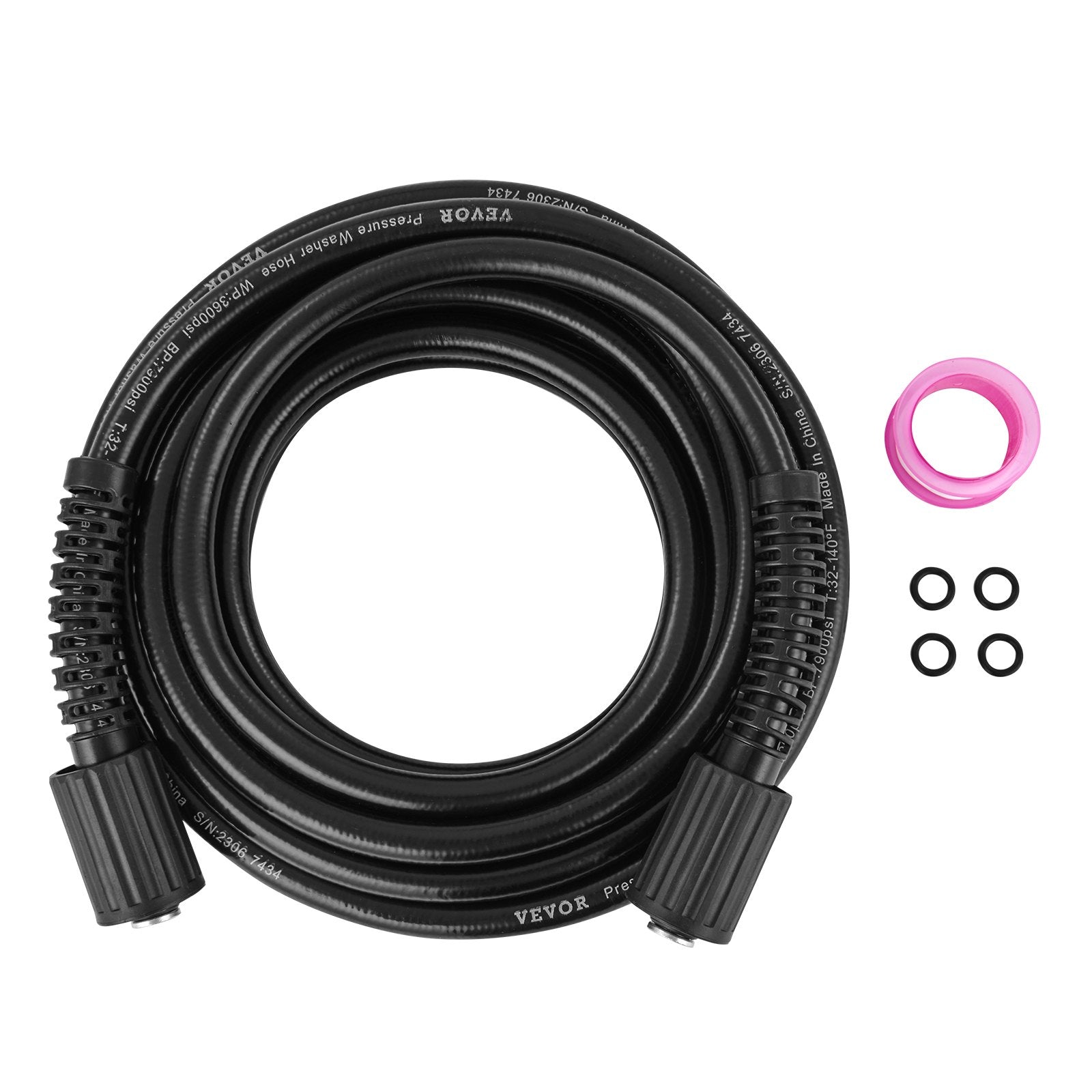 Garden Hoses: VEVOR Pressure Washer Hose, 25 FT, 1/4" Kink Free M22-14mm Brass Thread Replacement For Most Brand Pressure Washers, 3/4'' Bending Radius, 3600 PSI Heavy Duty Power Washer Extension Replacement Hose
