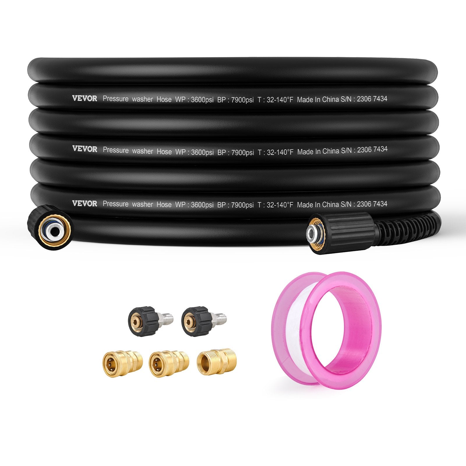 Fountain & Ponds Accessories: VEVOR 50 FT 3600 PSI High Pressure Power Washer Hose 1/4" Quick Connection