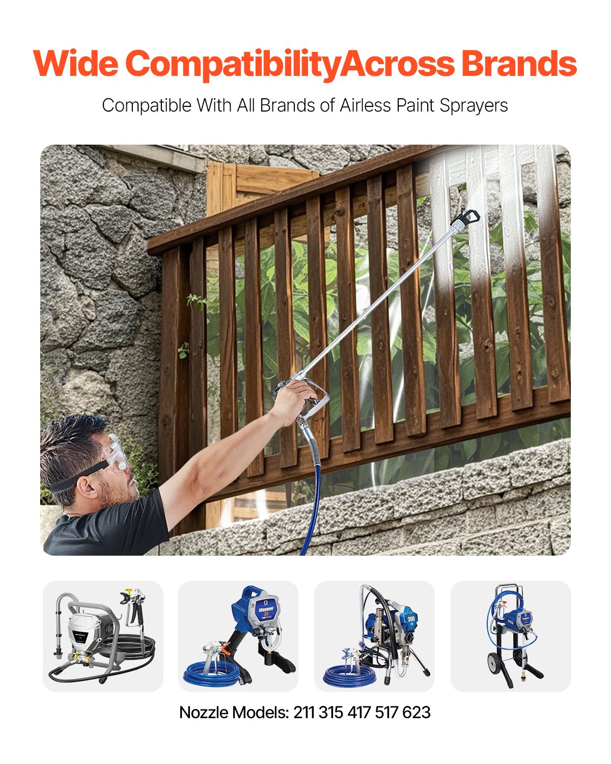 Gardening Tools: VEVOR Airless Paint Spray Gun and Hose Kit 3600PSI with Extension Rods Filters