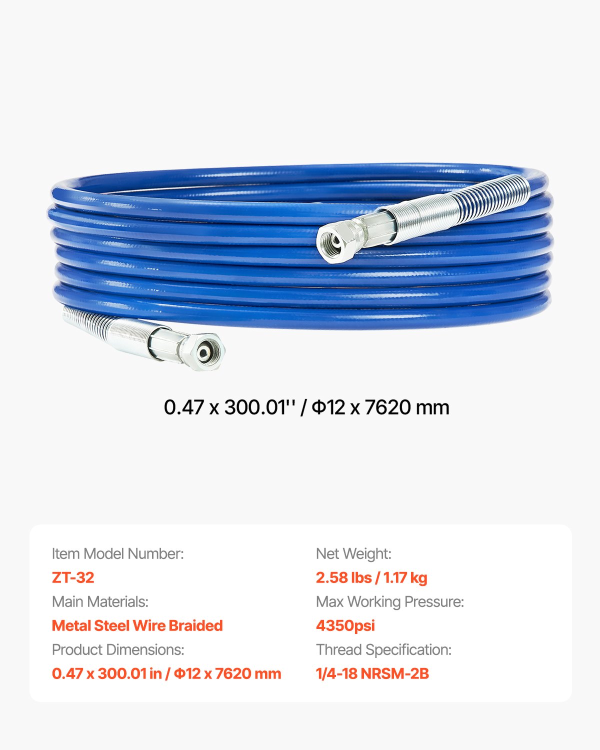 Painting Tools: VEVOR 25ft Airless Paint Sprayer Hose 1/4 in Universal Airless Paint Spray Hose