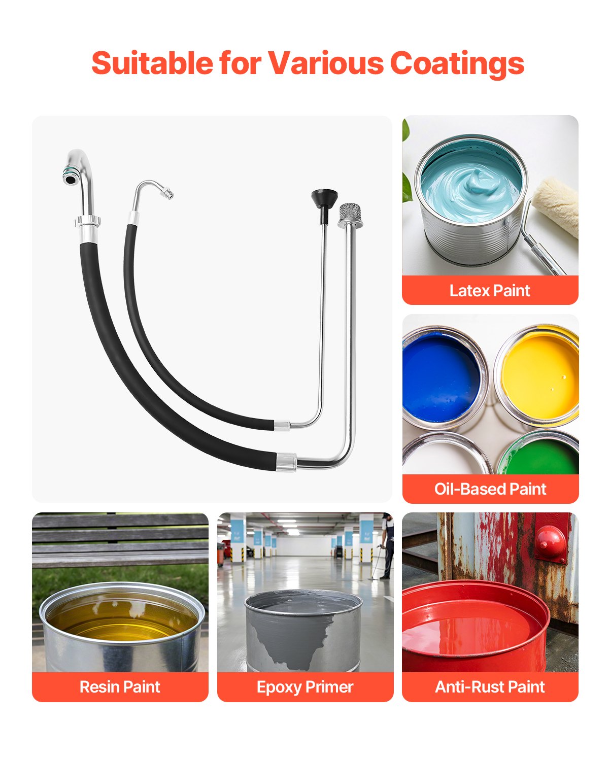 Hand Tools: VEVOR Suction Hose Tube and Reflux Line Sets Airless Paint Sprayers Tool Part