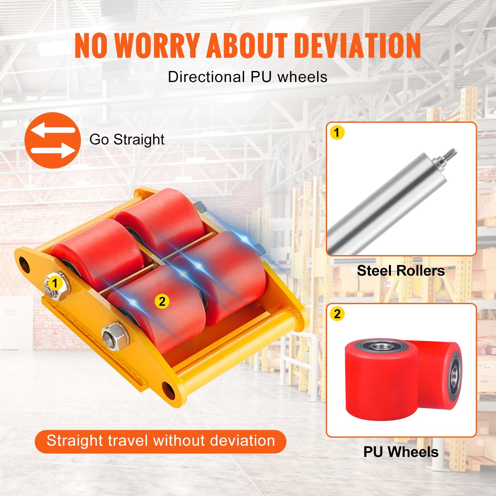 Utility Trolleys: VEVOR Machinery Skate Dolly Machinery Mover 13200lbs/6T Carbon Steel 4 PU Wheels