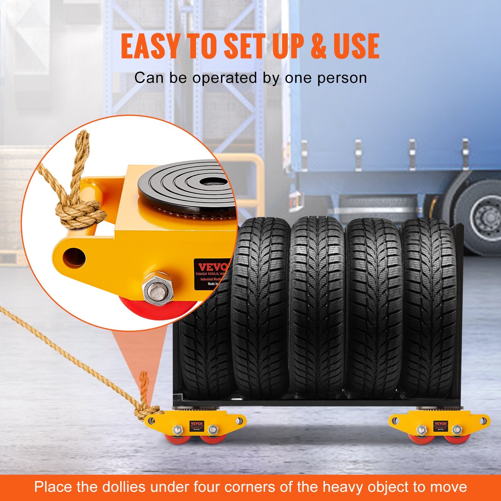 Utility Trolleys: VEVOR Machinery Skate Dolly Machinery Mover 13200lbs/6T Carbon Steel 4 PU Wheels