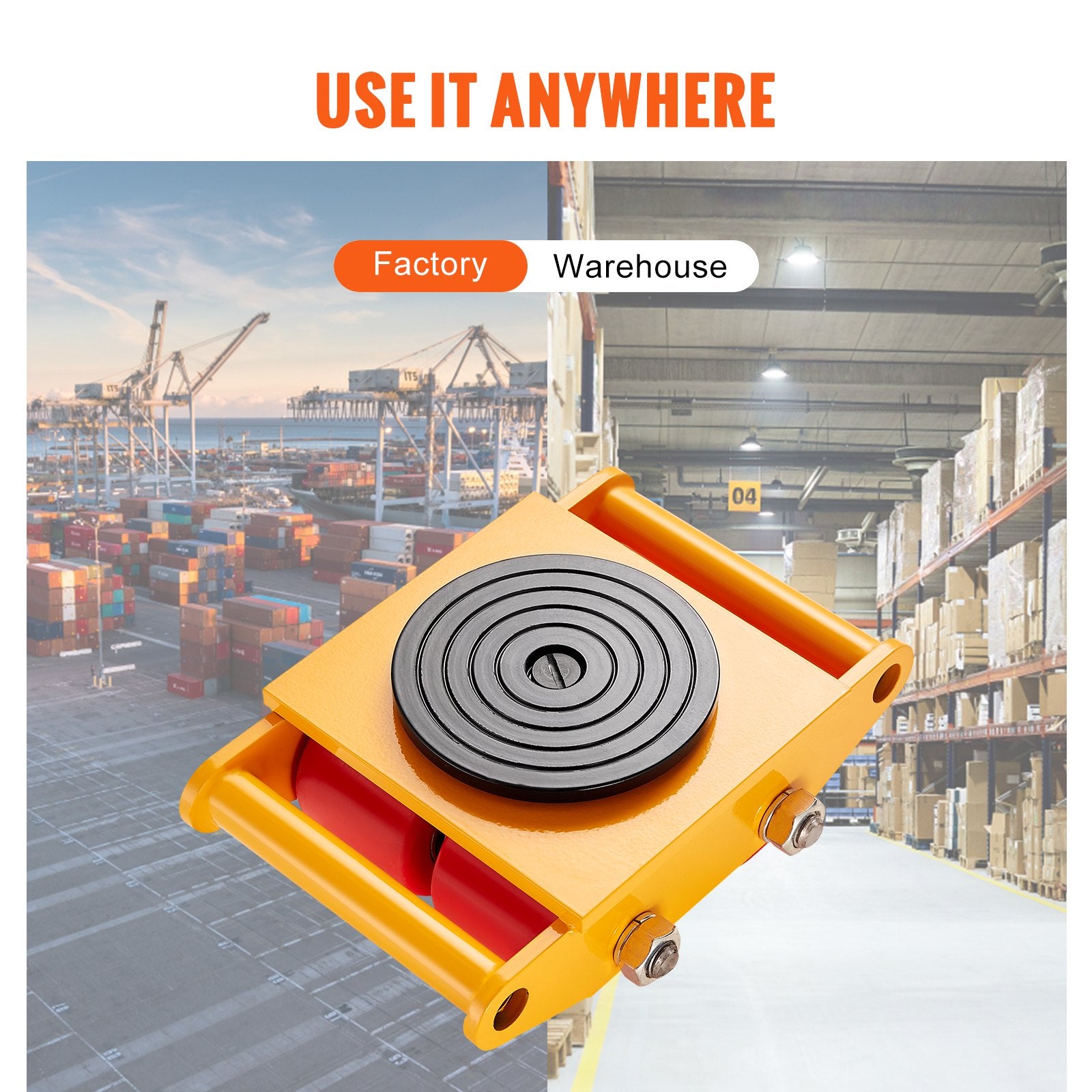 Utility Trolleys: VEVOR Machinery Skate Dolly Machinery Mover 13200lbs/6T Carbon Steel 4 PU Wheels