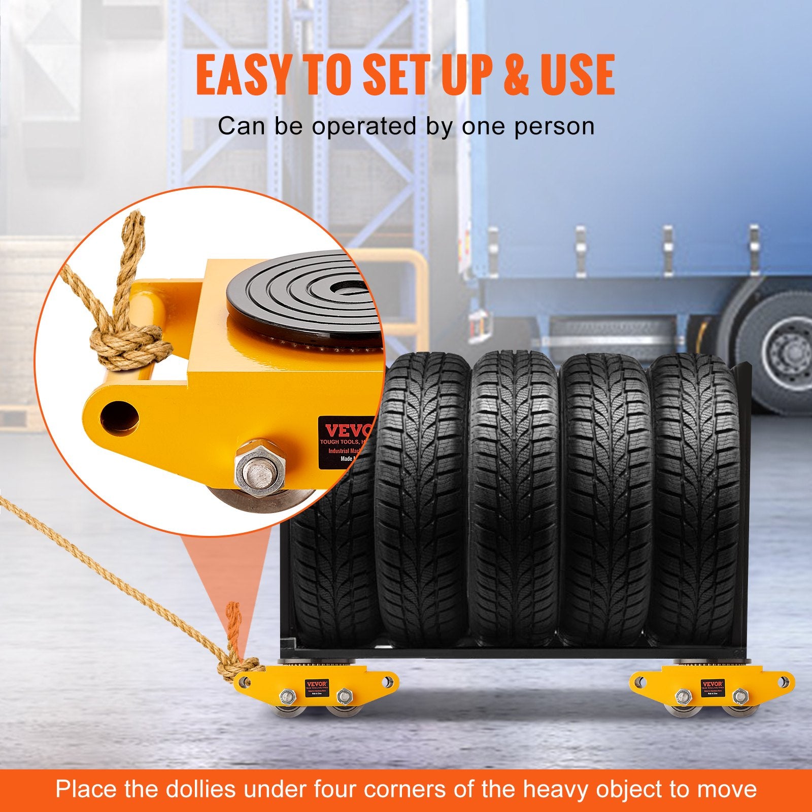 Automotive Repair & Speciality Tools: VEVOR 4PCS Machinery Skate Dolly Mover Skate 26455LBS/12T 4 Carbon Steel Wheels