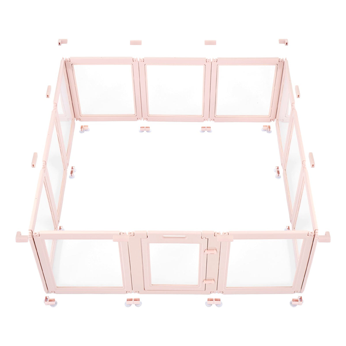 Dog Whelping Box, 1.54x1.5x0.6 m, Transparent Plastic Dog Whelping Pen for Large Sized Dogs, Waterproof Puppy Playpen with Windows & Door Lock, Easy to Clean, Durable Indoor Pet Dogs Cats Birth Kit