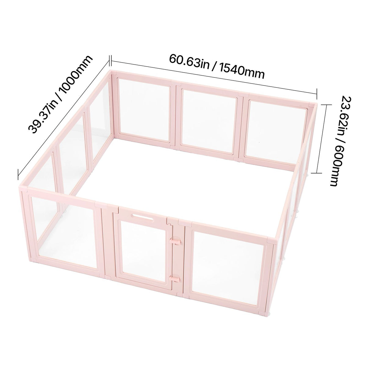 Dog Whelping Box, 1.54x1.5x0.6 m, Transparent Plastic Dog Whelping Pen for Large Sized Dogs, Waterproof Puppy Playpen with Windows & Door Lock, Easy to Clean, Durable Indoor Pet Dogs Cats Birth Kit