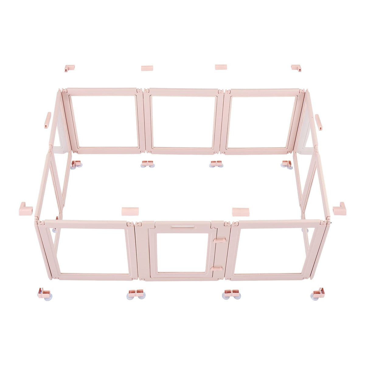 Dog Whelping Box, 1.54x1x0.6 m Plastic Dog Whelping Pen for Medium Sized Dogs, Waterproof Transparent Puppy Playpen with Windows & Door Lock, Easy to Clean, Durable Indoor Pet Dogs Cats Birth Kit