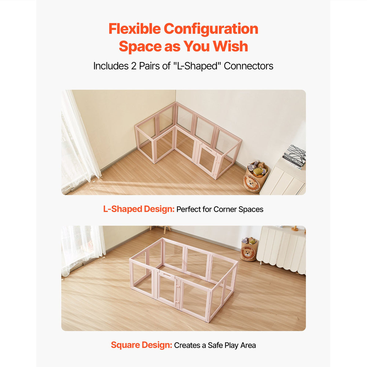 Dog Whelping Box, 1.54x1x0.6 m Plastic Dog Whelping Pen for Medium Sized Dogs, Waterproof Transparent Puppy Playpen with Windows & Door Lock, Easy to Clean, Durable Indoor Pet Dogs Cats Birth Kit