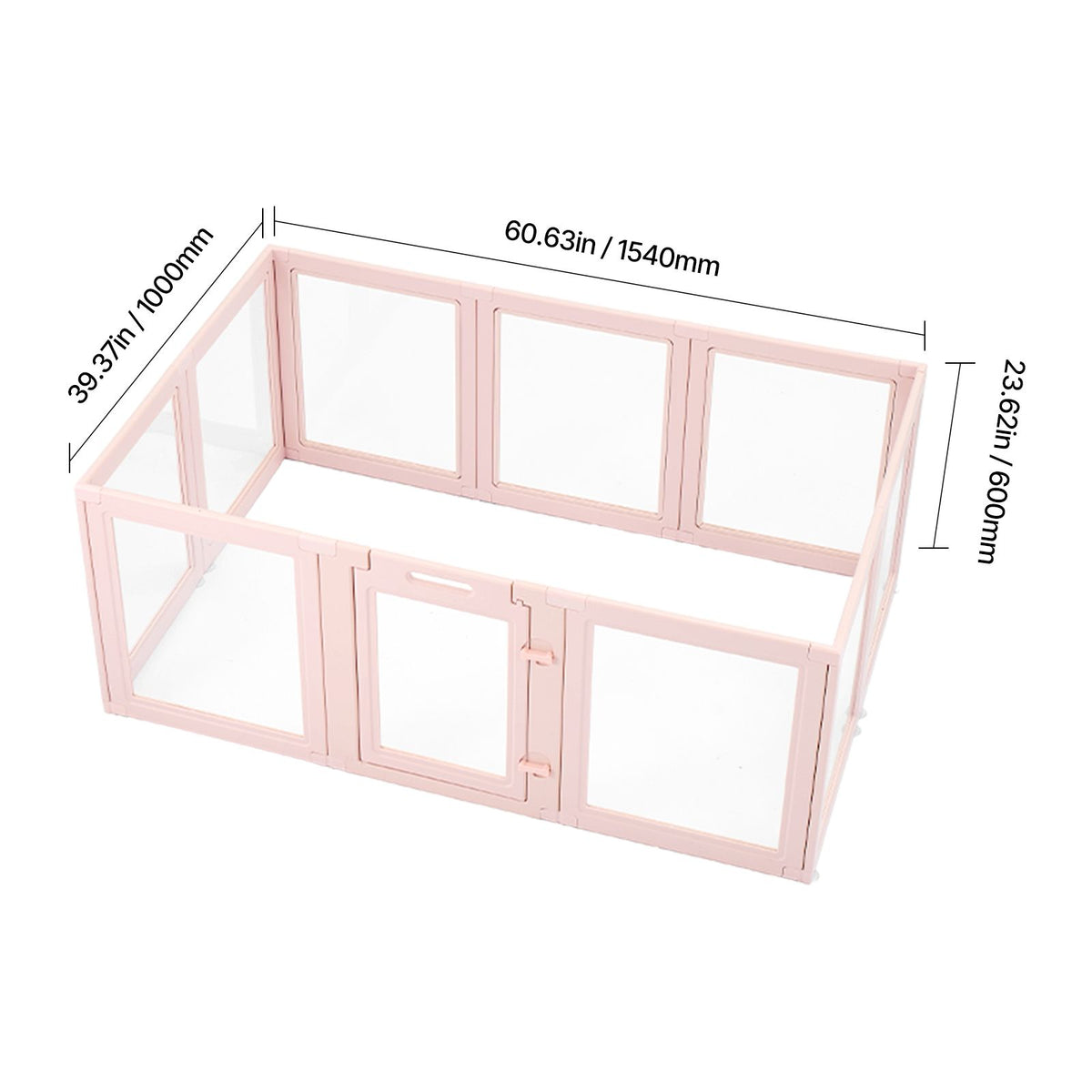 Dog Whelping Box, 1.54x1x0.6 m Plastic Dog Whelping Pen for Medium Sized Dogs, Waterproof Transparent Puppy Playpen with Windows & Door Lock, Easy to Clean, Durable Indoor Pet Dogs Cats Birth Kit