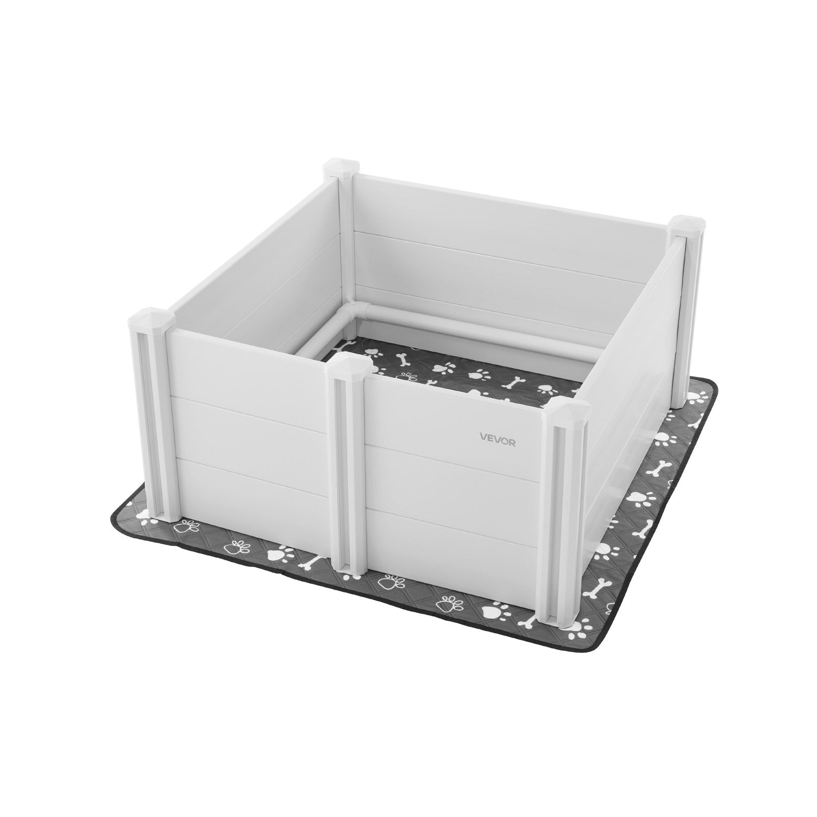 Dogs Whelping Box, 980 x 980 x 460 mm, Plastic PVC Puppies Playpen with Height Adjustable Door and Washable Pee Pad, Anti-Deformation Indoor Puppy Play Pen for Medium Breed Dogs, Milk White