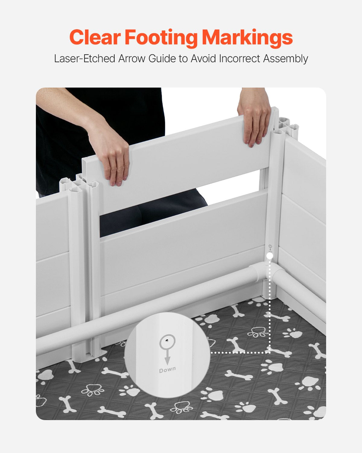 Dogs Whelping Box, 980 x 980 x 460 mm, Plastic PVC Puppies Playpen with Height Adjustable Door and Washable Pee Pad, Anti-Deformation Indoor Puppy Play Pen for Medium Breed Dogs, Milk White