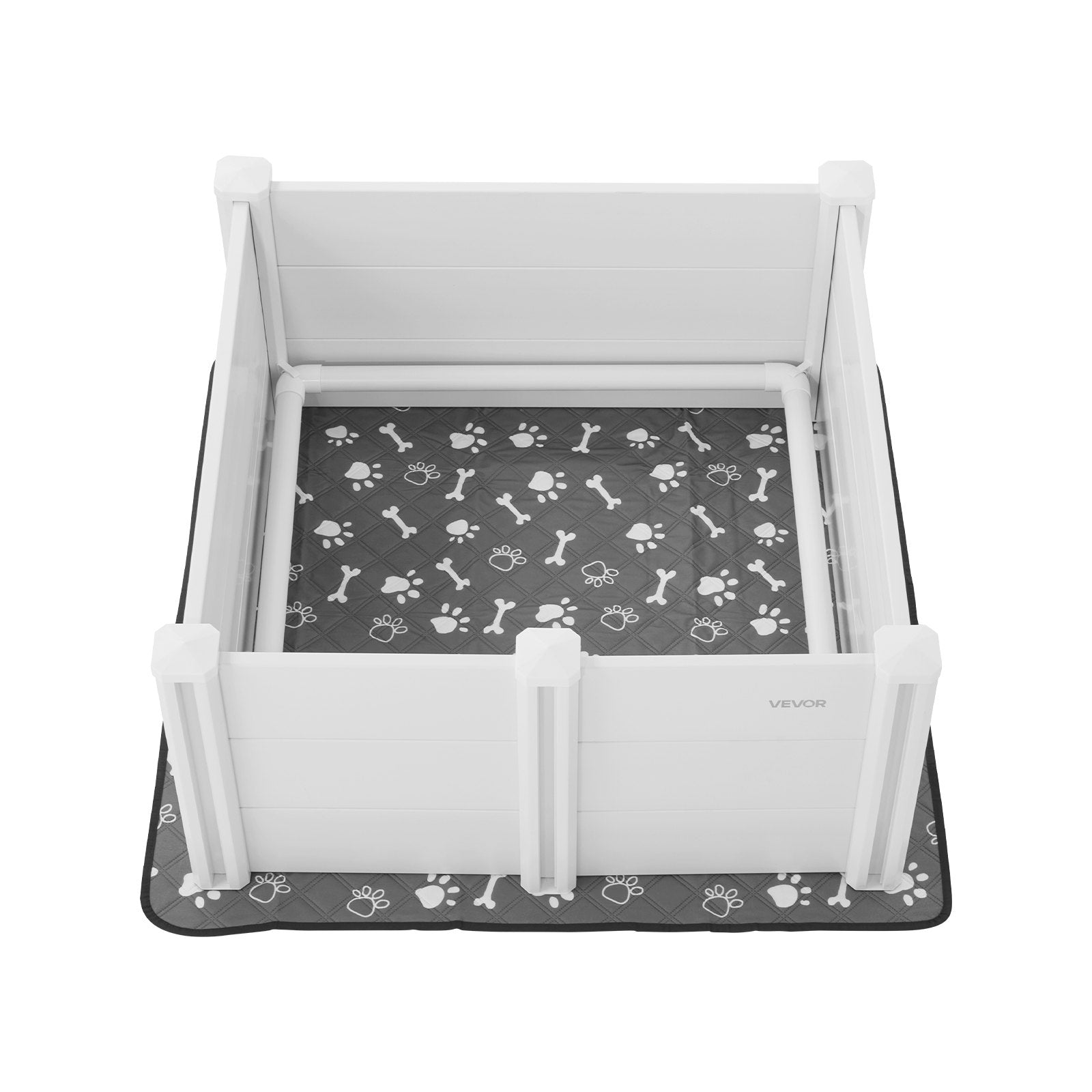 Dogs Whelping Box, 980 x 980 x 460 mm, Plastic PVC Puppies Playpen with Height Adjustable Door and Washable Pee Pad, Anti-Deformation Indoor Puppy Play Pen for Medium Breed Dogs, Milk White