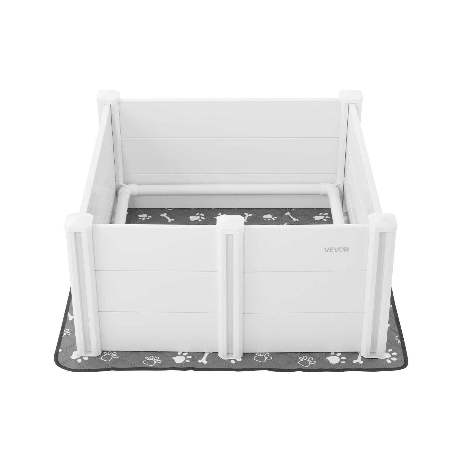 Dogs Whelping Box, 980 x 980 x 460 mm, Plastic PVC Puppies Playpen with Height Adjustable Door and Washable Pee Pad, Anti-Deformation Indoor Puppy Play Pen for Medium Breed Dogs, Milk White