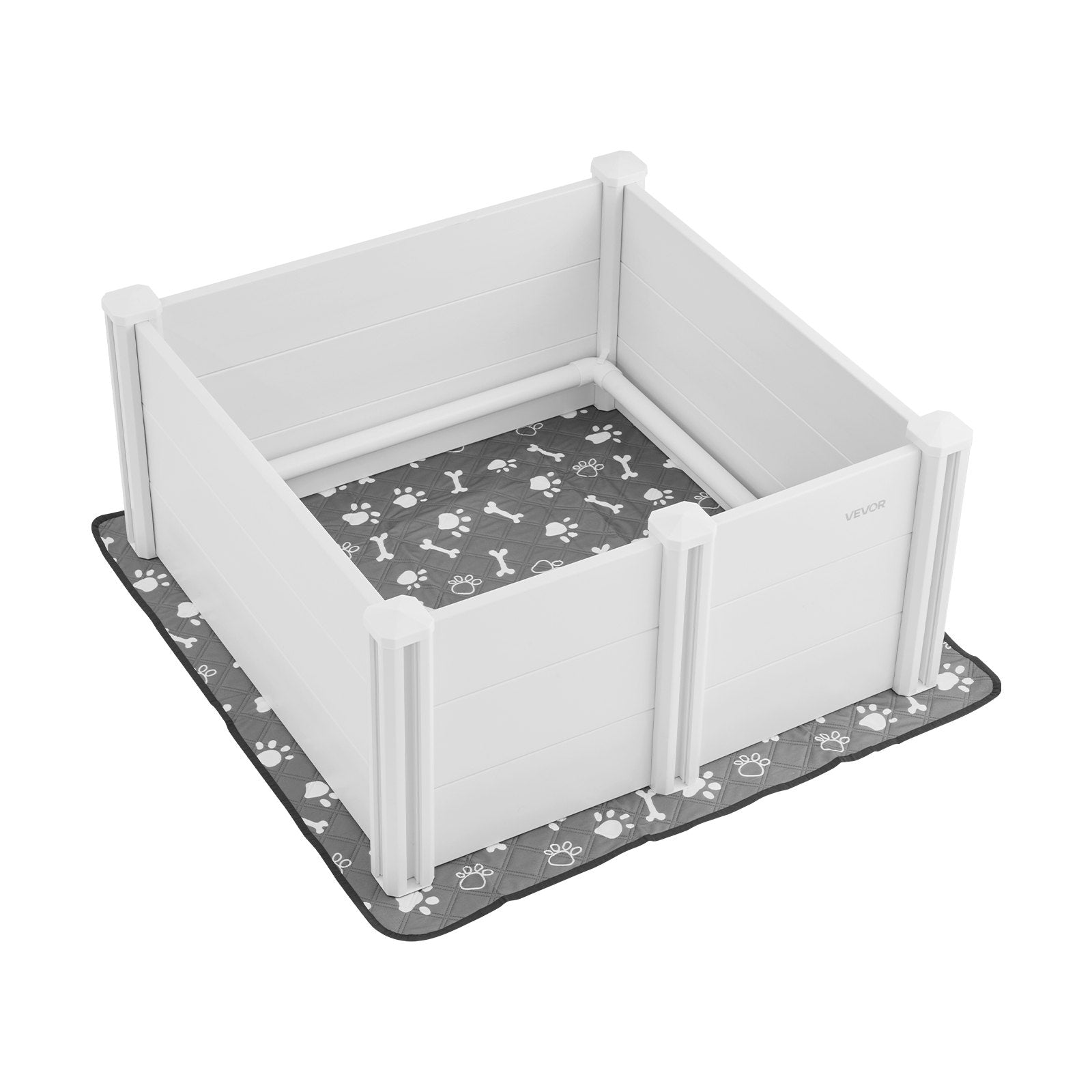Dogs Whelping Box, 980 x 980 x 460 mm, Plastic PVC Puppies Playpen with Height Adjustable Door and Washable Pee Pad, Anti-Deformation Indoor Puppy Play Pen for Medium Breed Dogs, Milk White