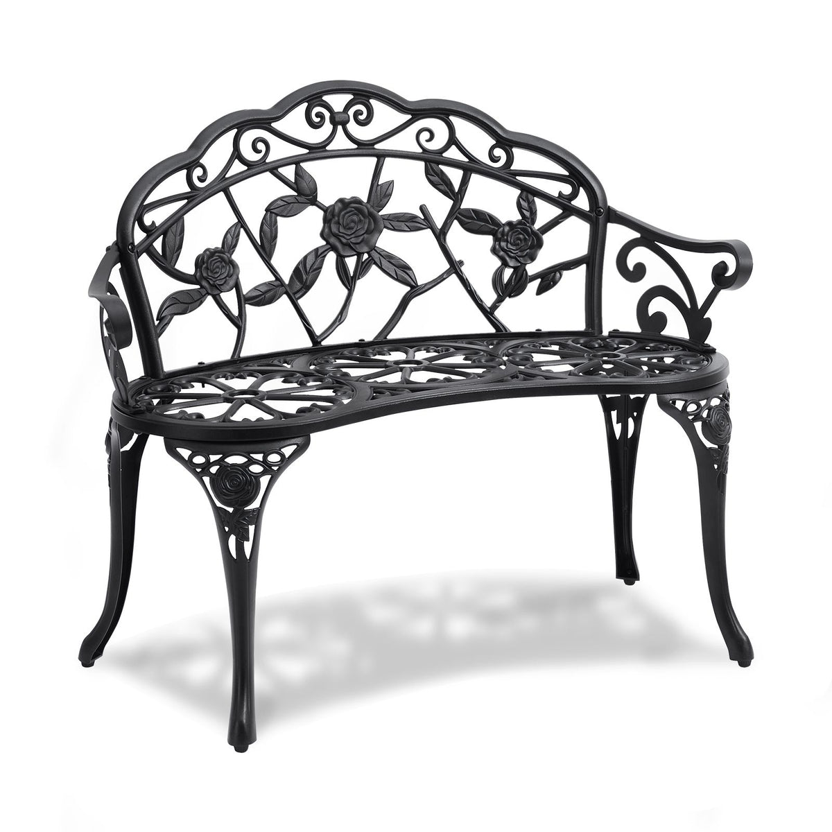 Outdoor Bench, 38.8 inches Metal Garden Bench for Outdoors, 480 lbs Load Capacity Bench, Outdoor Garden Park Bench with Backrest and Armrests, Patio Bench for Garden, Park, Yard, Front Porch